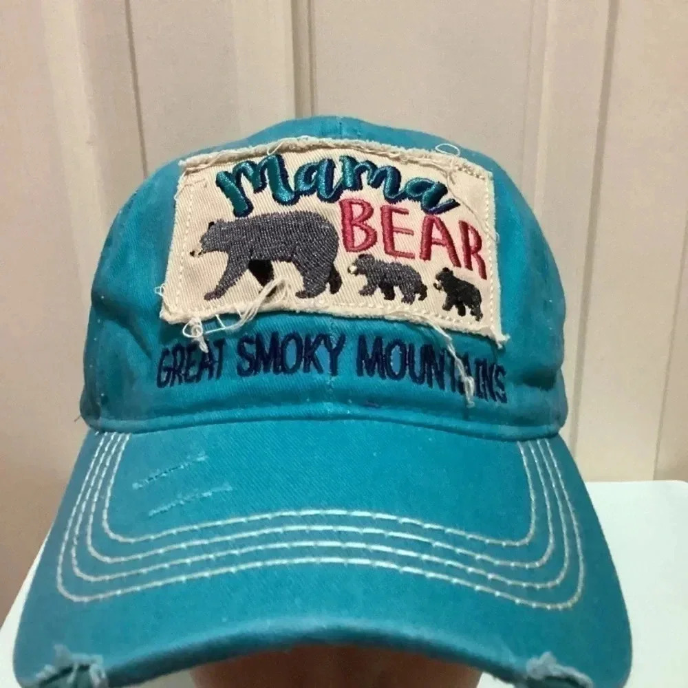 NWT Mama Bear Smoky Mountains Distressed Strapback Hat - Picture 4 of 7